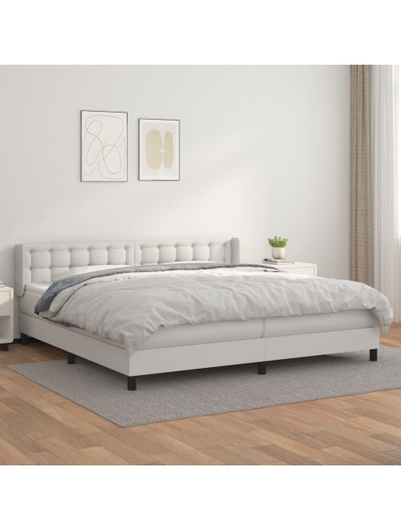 Boxspringbett mit Matratze Weiß 200x200 cm Kunstleder