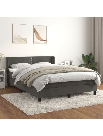 Boxspringbett mit Matratze Dunkelgrau 140x190 cm Samt