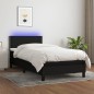 Boxspringbett mit Matratze & LED Schwarz 100x200 cm Stoff