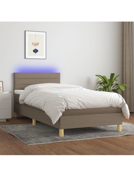 Boxspringbett mit Matratze & LED Taupe 80x200 cm Stoff