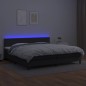 Boxspringbett mit Matratze & LED Schwarz 200x200 cm Kunstleder