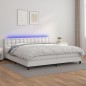 Boxspringbett mit Matratze & LED Weiß 200x200 cm Kunstleder