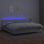 Boxspringbett mit Matratze & LED Weiß 200x200 cm Kunstleder