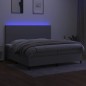 Boxspringbett mit Matratze & LED Hellgrau 200x200 cm Stoff