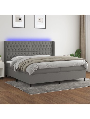 Boxspringbett mit Matratze & LED Dunkelgrau 200x200 cm Stoff