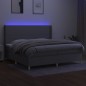 Boxspringbett mit Matratze & LED Hellgrau 200x200 cm Stoff