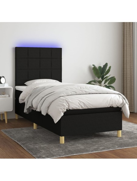 Boxspringbett mit Matratze & LED Schwarz 80x200 cm Stoff