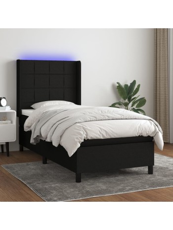 Boxspringbett mit Matratze & LED Schwarz 80x200 cm Stoff