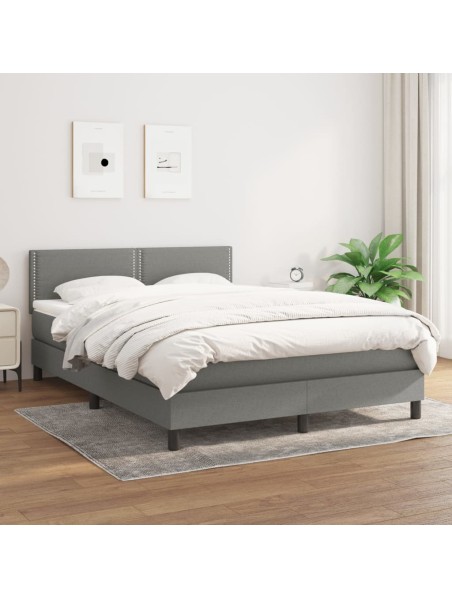 Boxspringbett mit Matratze Dunkelgrau 140x200 cm Stoff