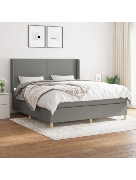 Boxspringbett mit Matratze Dunkelgrau 180x200 cm Stoff