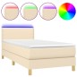 Boxspringbett mit Matratze & LED Creme 90x190 cm Stoff