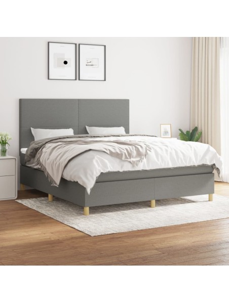 Boxspringbett mit Matratze Dunkelgrau 180x200 cm Stoff