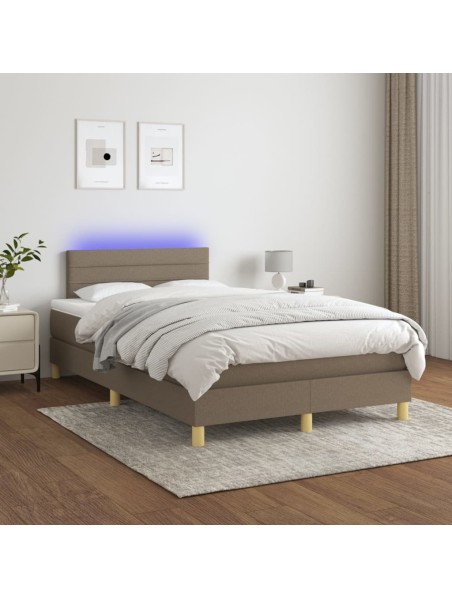 Boxspringbett mit Matratze & LED Taupe 120x200 cm Stoff