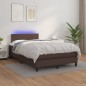 Boxspringbett mit Matratze & LED Braun 120x200 cm Kunstleder