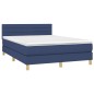 Boxspringbett mit Matratze & LED Blau 140x200 cm Stoff