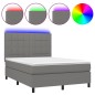 Boxspringbett mit Matratze & LED Dunkelgrau 140x190 cm Stoff