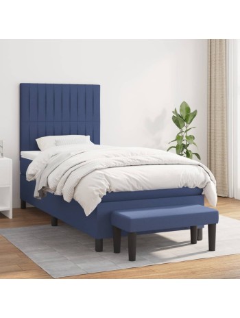 Boxspringbett mit Matratze Blau 90x200 cm Stoff