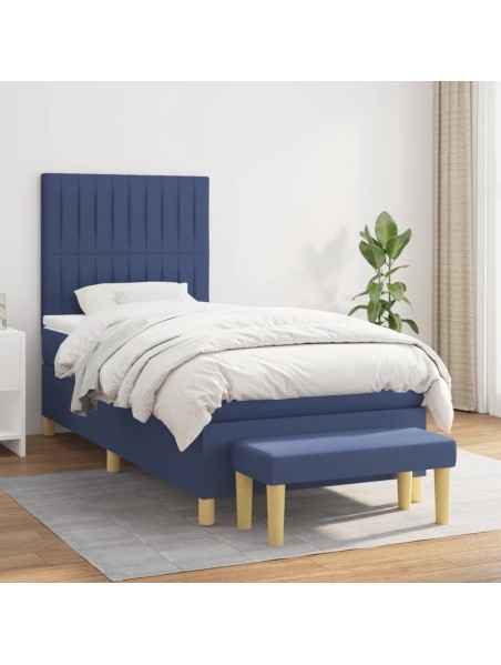 Boxspringbett mit Matratze Blau 90x200 cm Stoff