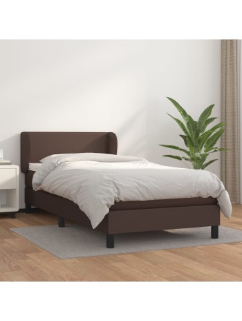 Boxspringbett mit Matratze Braun 90x200 cm Kunstleder