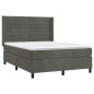 Boxspringbett mit Matratze Dunkelgrau 140x190 cm Samt