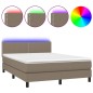 Boxspringbett mit Matratze & LED Taupe 140x200 cm Stoff