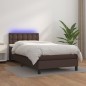 Boxspringbett mit Matratze & LED Braun 90x200 cm Kunstleder