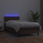 Boxspringbett mit Matratze & LED Braun 90x200 cm Kunstleder