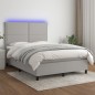 Boxspringbett mit Matratze & LED Hellgrau 140x200 cm Stoff