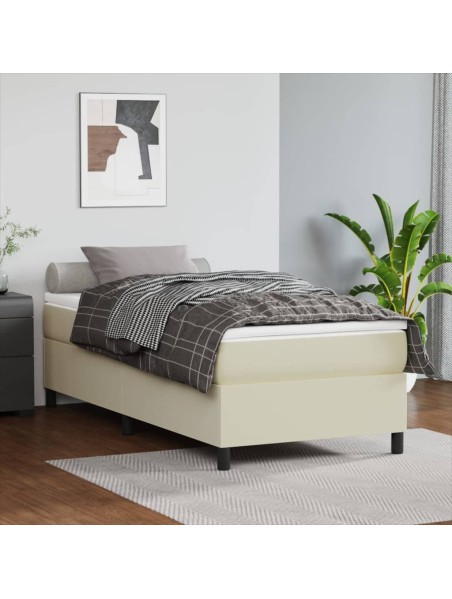 Boxspringbett Creme 90x190 cm Kunstleder