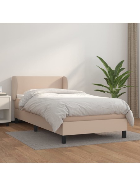 Boxspringbett mit Matratze Cappuccino-Braun 90x200cm Kunstleder