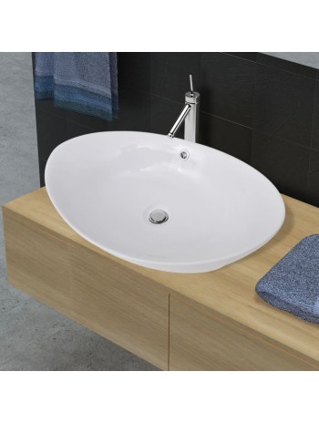 Badezimmer Waschbecken mit Wasserhahn und Ablaufgarnitur Schwarz gehärtetes GlasHome-Essentials