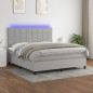 Boxspringbett mit Matratze & LED Hellgrau 160x200 cm Stoff