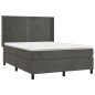 Boxspringbett mit Matratze & LED Dunkelgrau 140x200 cm Samt