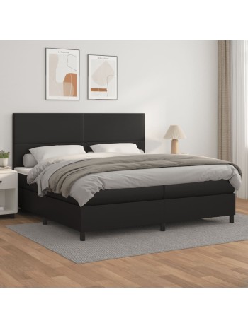 Boxspringbett mit Matratze Schwarz 200x200 cm Kunstleder