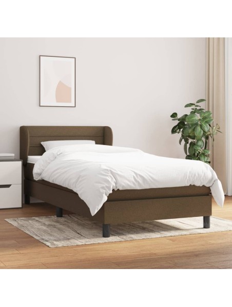 Boxspringbett mit Matratze Dunkelbraun 90x190 cm Stoff