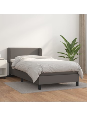 Boxspringbett mit Matratze Grau 100x200 cm Kunstleder