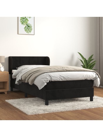 Boxspringbett mit Matratze Schwarz 80x200 cm Samt