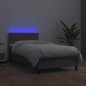 Boxspringbett mit Matratze & LED Grau 100x200 cm Kunstleder