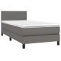 Boxspringbett mit Matratze Grau 100x200 cm Kunstleder