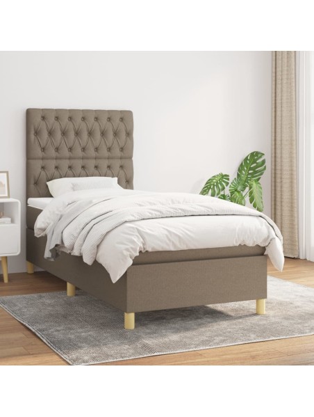 Boxspringbett mit Matratze Taupe 90x200 cm Stoff