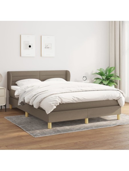 Boxspringbett mit Matratze Taupe 140x200 cm Stoff