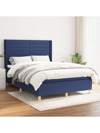 Boxspringbett mit Matratze Blau 140x200 cm Stoff