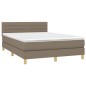 Boxspringbett mit Matratze & LED Taupe 140x200 cm Stoff