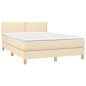 Boxspringbett mit Matratze & LED Creme 140x200 cm Stoff