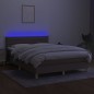 Boxspringbett mit Matratze & LED Taupe 140x190 cm Stoff