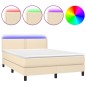 Boxspringbett mit Matratze & LED Creme 140x190 cm Stoff