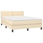 Boxspringbett mit Matratze & LED Creme 140x190 cm Stoff