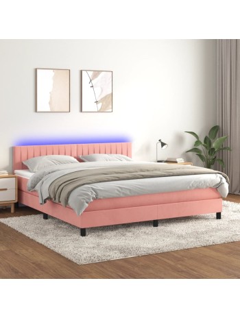 Boxspringbett mit Matratze & LED Rosa 180x200 cm Samt