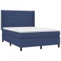 Boxspringbett mit Matratze & LED Blau 140x190 cm Stoff