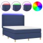 Boxspringbett mit Matratze & LED Blau 140x200 cm Stoff